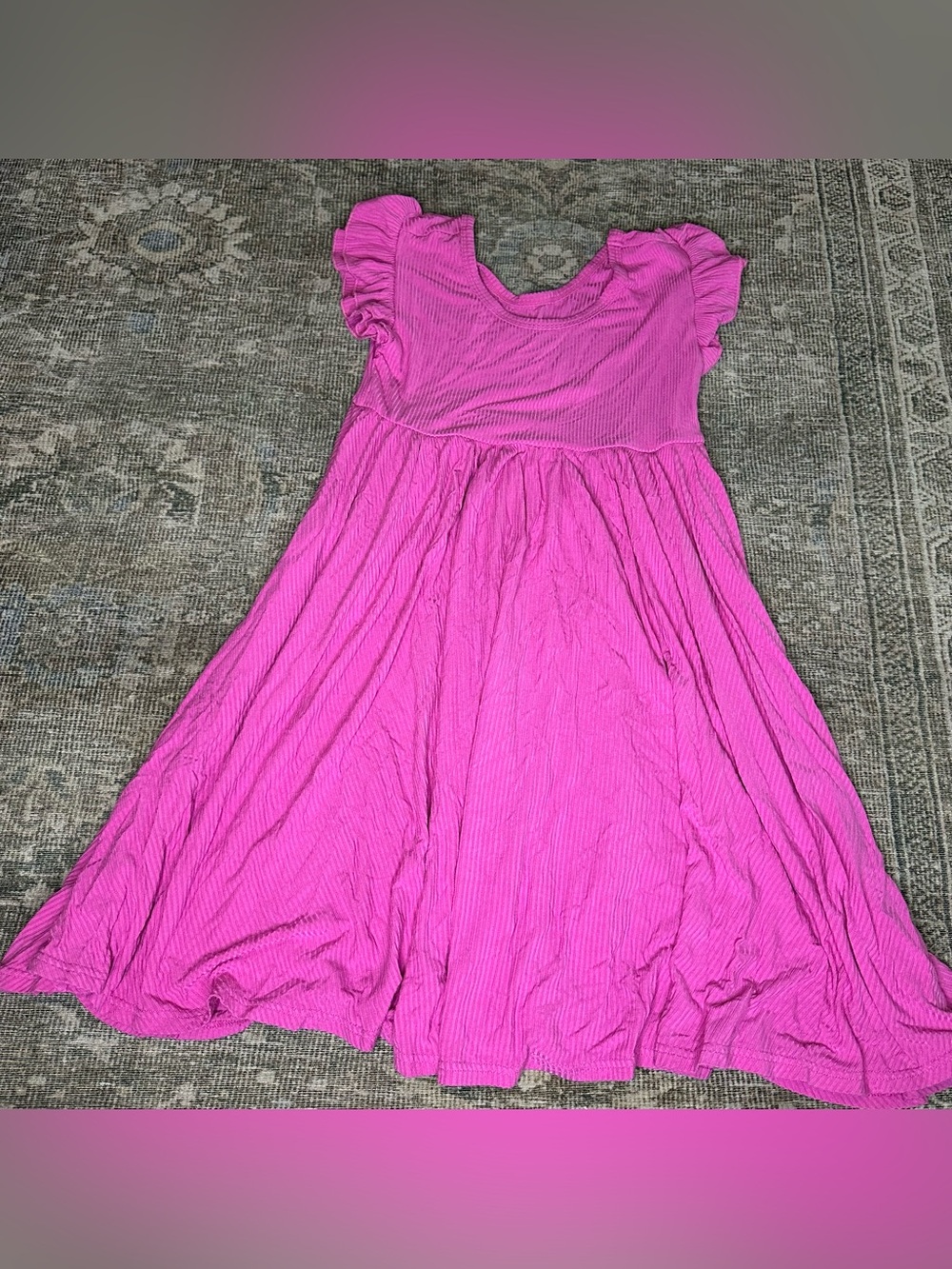 Little Sleepies Play Ribbed Magenta Twirl Flutter Dress Size 8